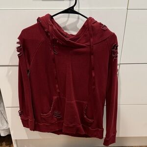 Distressed Red Hoodie